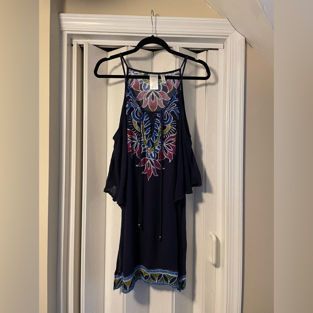 Trina Turk Boho Tunic Cold Shoulder Cover Up. Like New